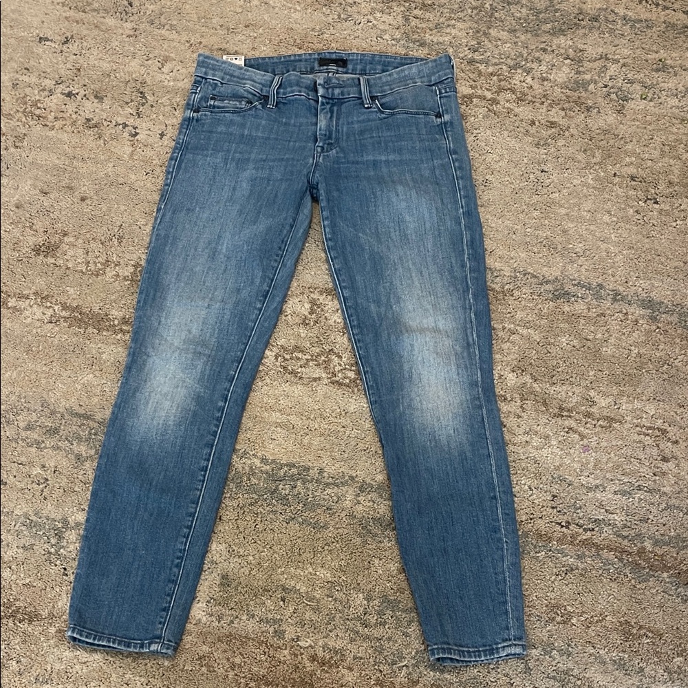 MOTHER The Looker Cropped Light Blue Skinny Jeans